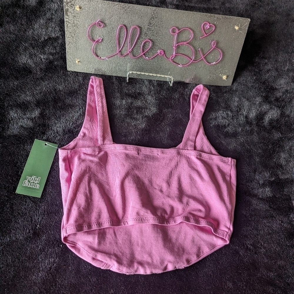 NWT Wild Fable Light Pink/ Purple Corset Style Crop Top XXS - Picture 2 of 3